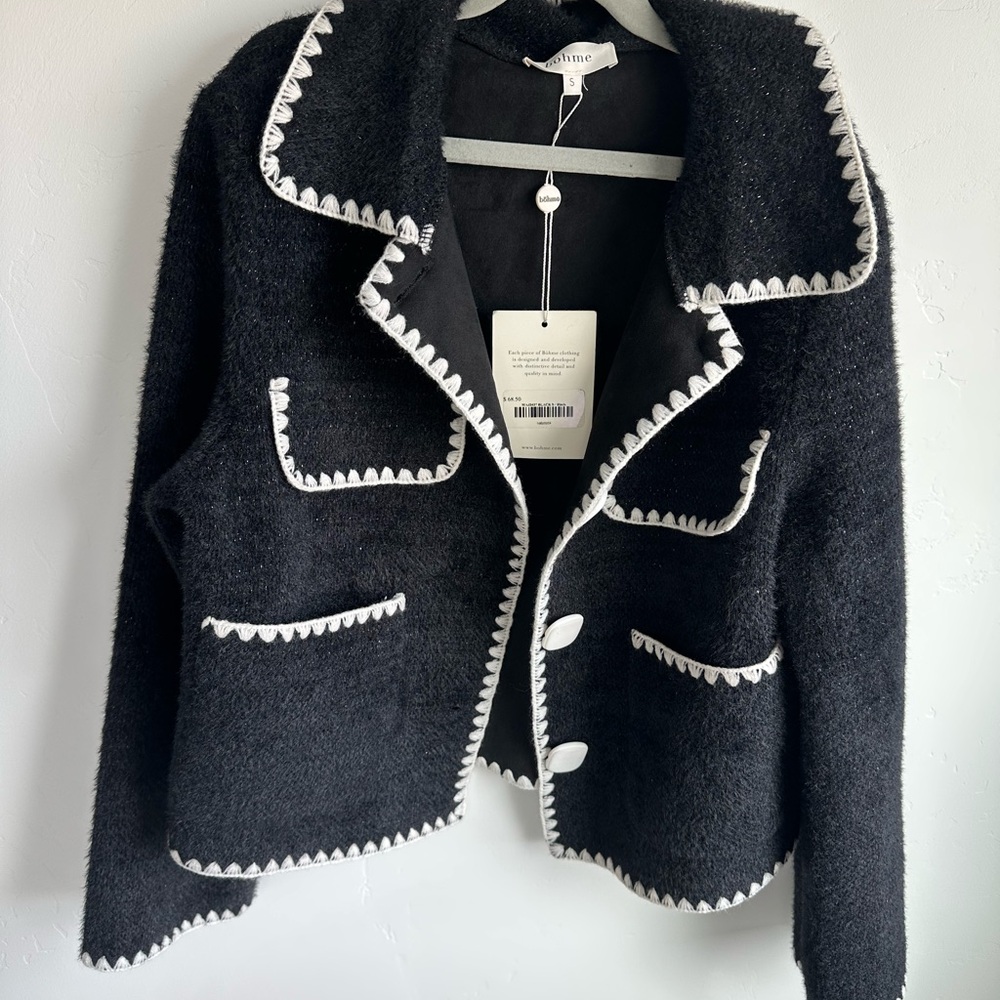Bohme Chic Black Jacket with White Trim